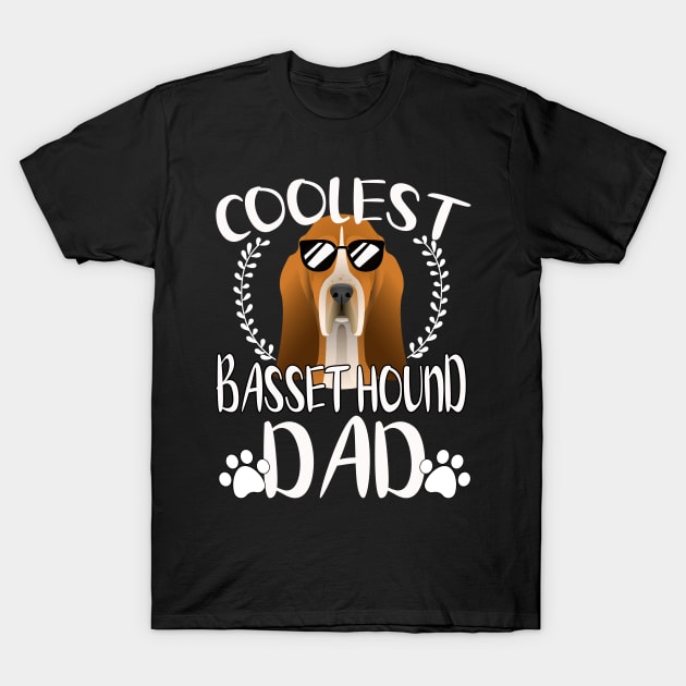 Glasses Coolest Basset Hound Dog Dad T-Shirt by mlleradrian